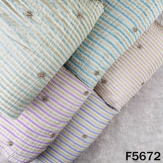 Cut Dana Zari Sequins Work Crushed Tissue Dupatta Fabric - F5672