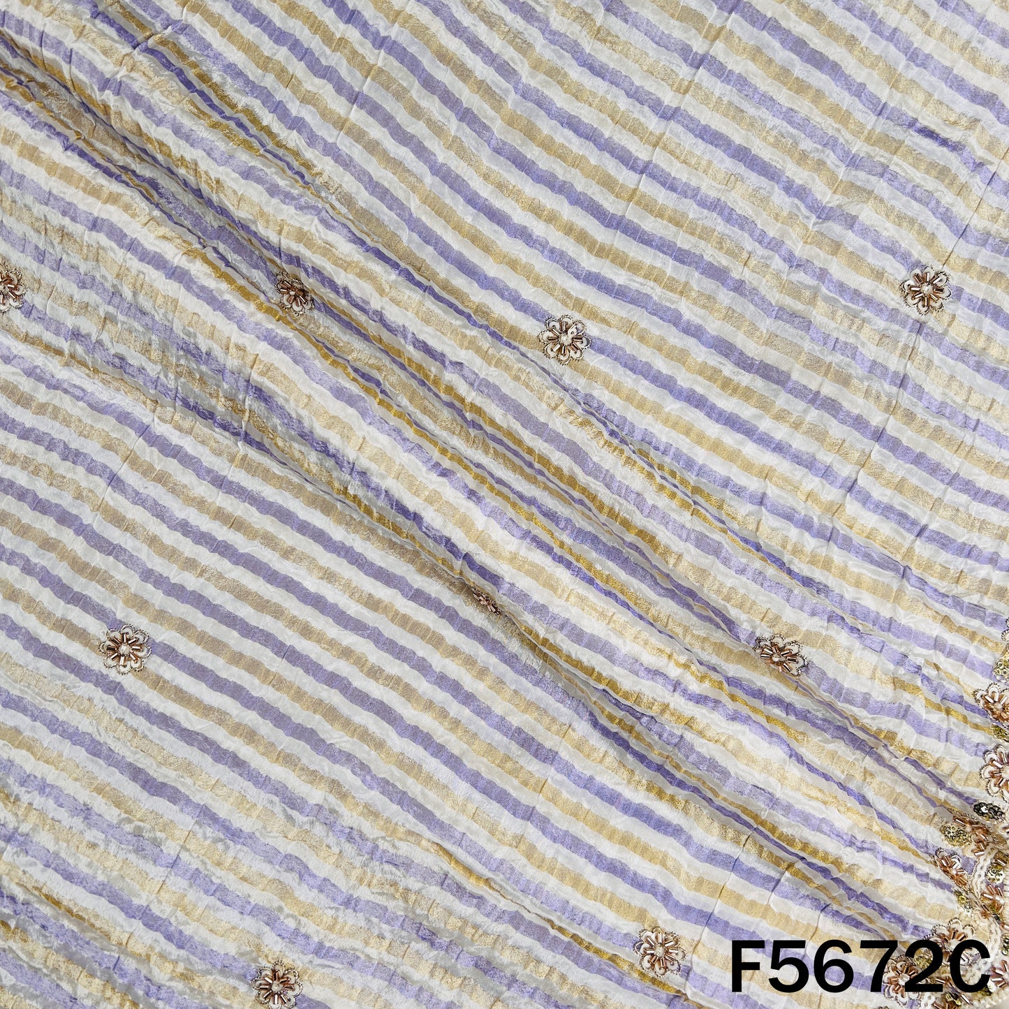 Cut Dana Zari Sequins Work Crushed Tissue Dupatta Fabric - F5672