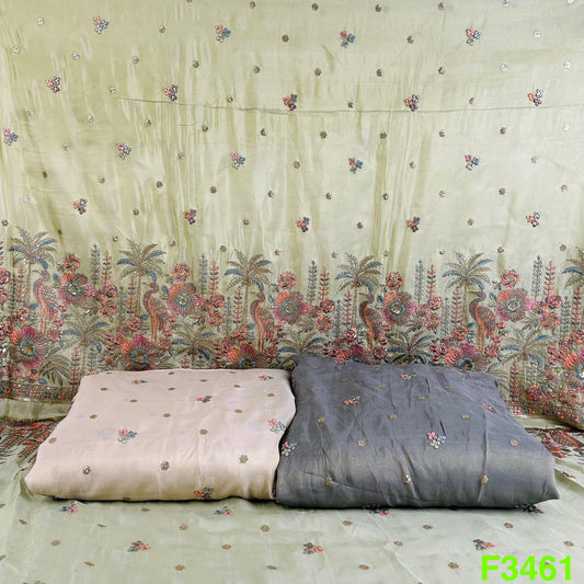 Thread Sequins Embroidered Shimmer Tissue Fabric-F3461