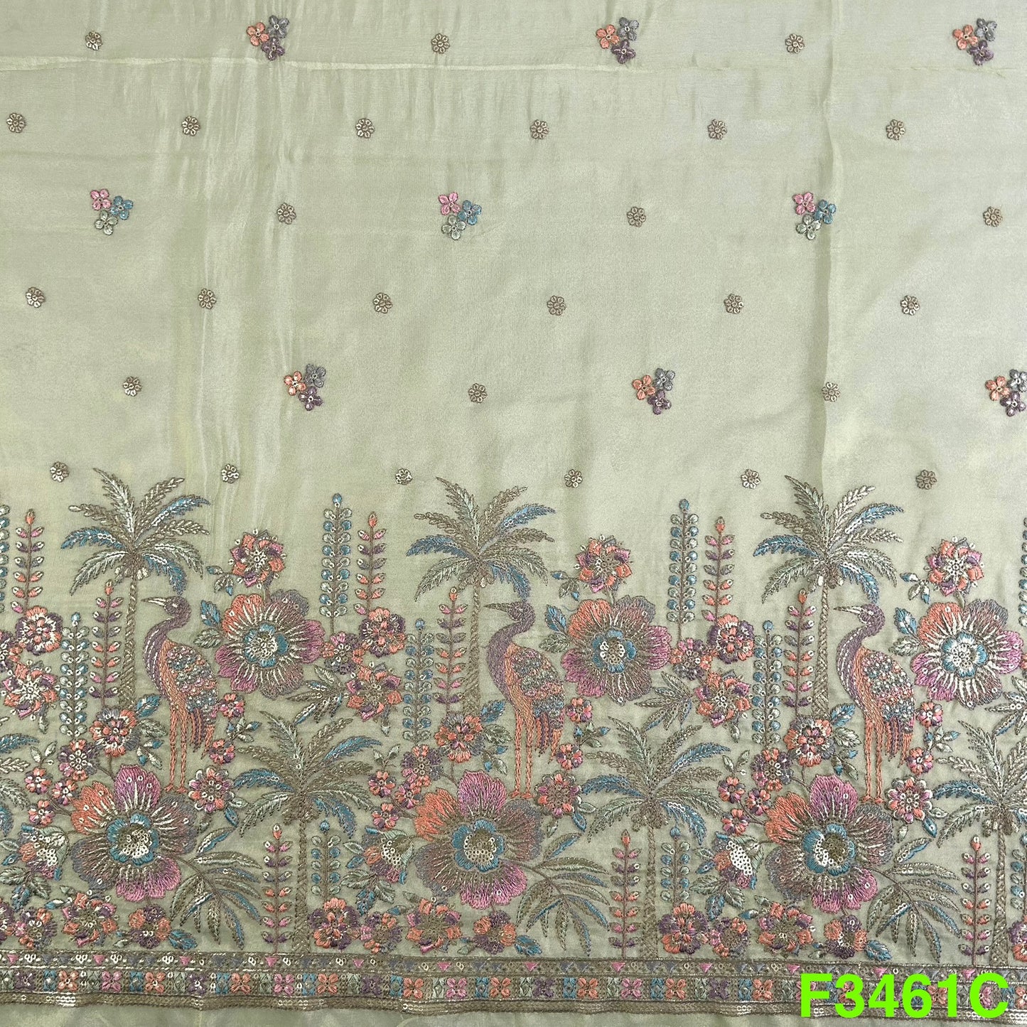 Thread Sequins Embroidered Shimmer Tissue Fabric-F3461