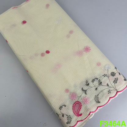 Thread Embroidered Kora Cotton Fabric-F3464