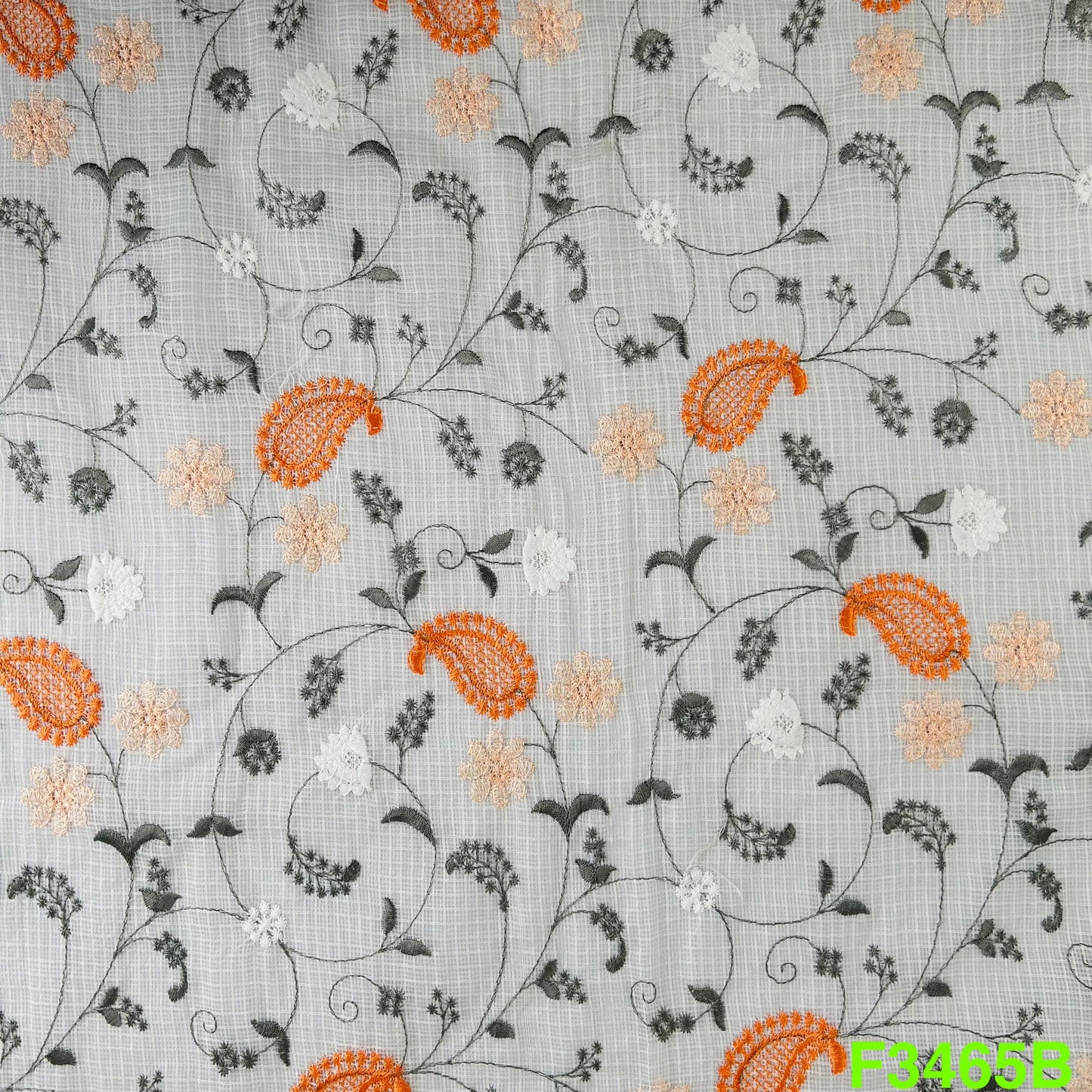 Thread Embroidered Kora Cotton Fabric-F3465