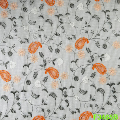 Thread Embroidered Kora Cotton Fabric-F3465