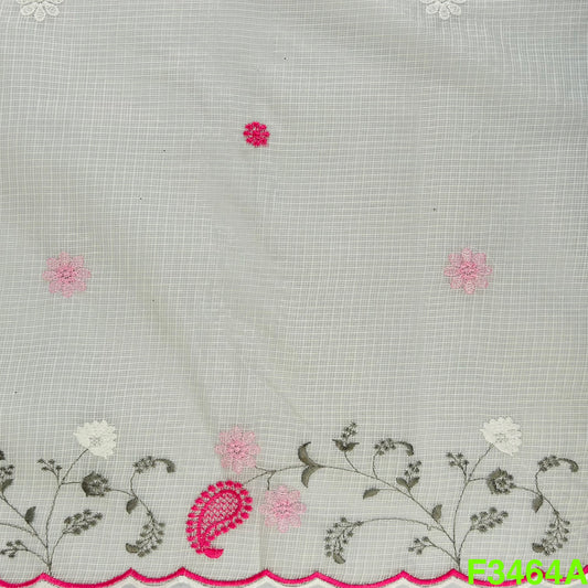 Thread Embroidered Kora Cotton Fabric-F3464