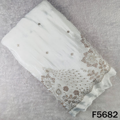 Dyeable Cut Dana Zari Sequins Work Crepe Fabric - F5682