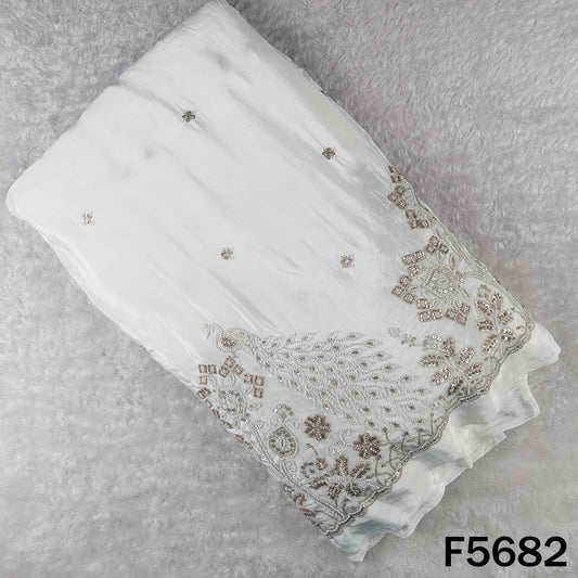 Dyeable Cut Dana Zari Sequins Work Crepe Fabric - F5682