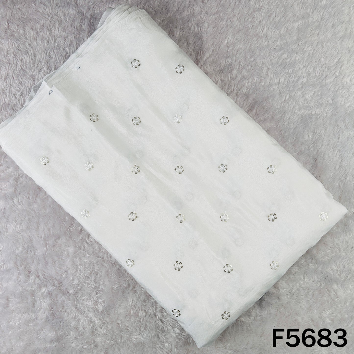 Dyeable Thread Sequins Work Chinnon Chiffon Fabric - F5683