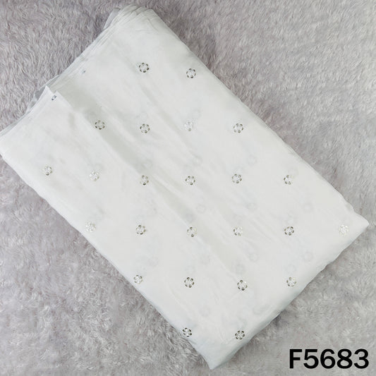 Dyeable Thread Sequins Work Chinnon Chiffon Fabric - F5683