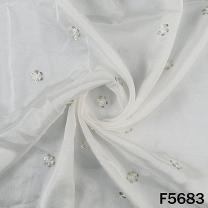 Dyeable Thread Sequins Work Chinnon Chiffon Fabric - F5683