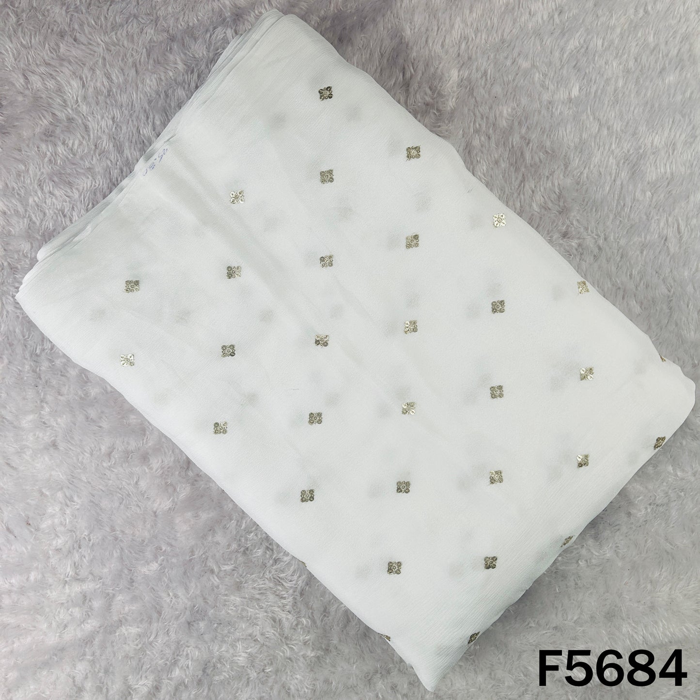 Dyeable Zari Sequins Work Chinnon Chiffon Fabric - F5684