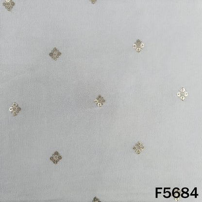 Dyeable Zari Sequins Work Chinnon Chiffon Fabric - F5684