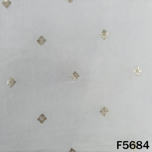 Dyeable Zari Sequins Work Chinnon Chiffon Fabric - F5684