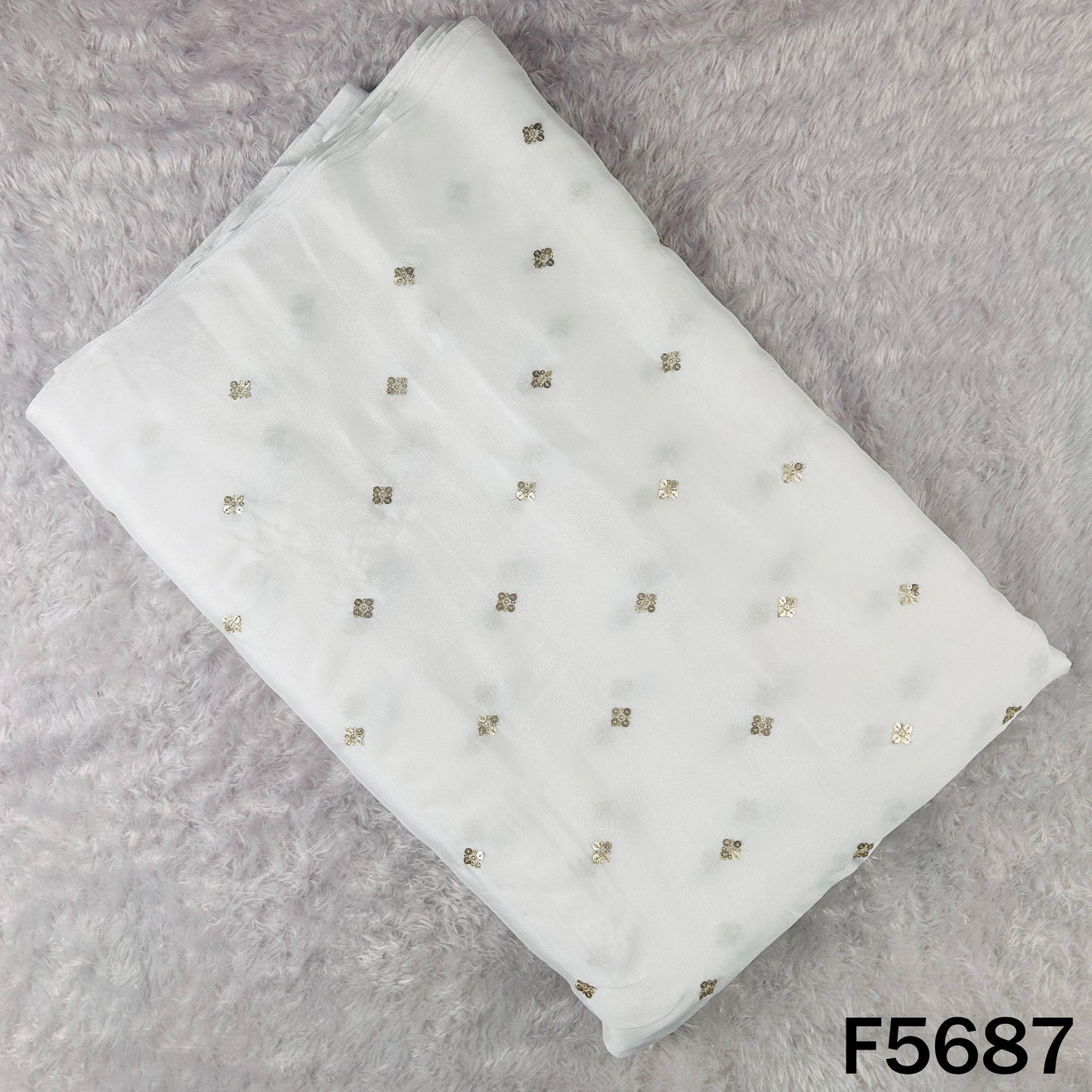 Dyeable Zari Sequins Work Chinnon Chiffon Fabric - F5687