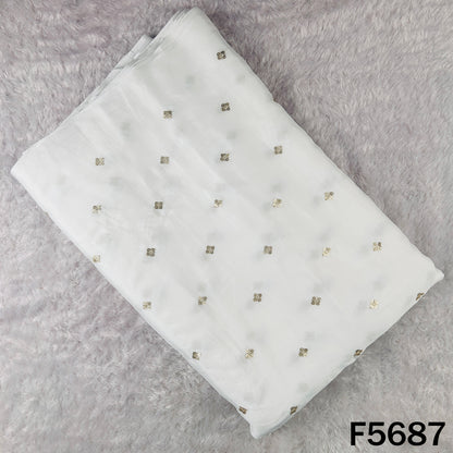 Dyeable Zari Sequins Work Chinnon Chiffon Fabric - F5687