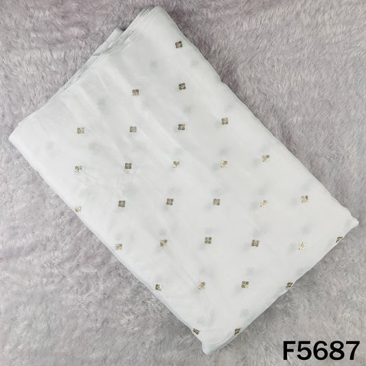 Dyeable Zari Sequins Work Chinnon Chiffon Fabric - F5687