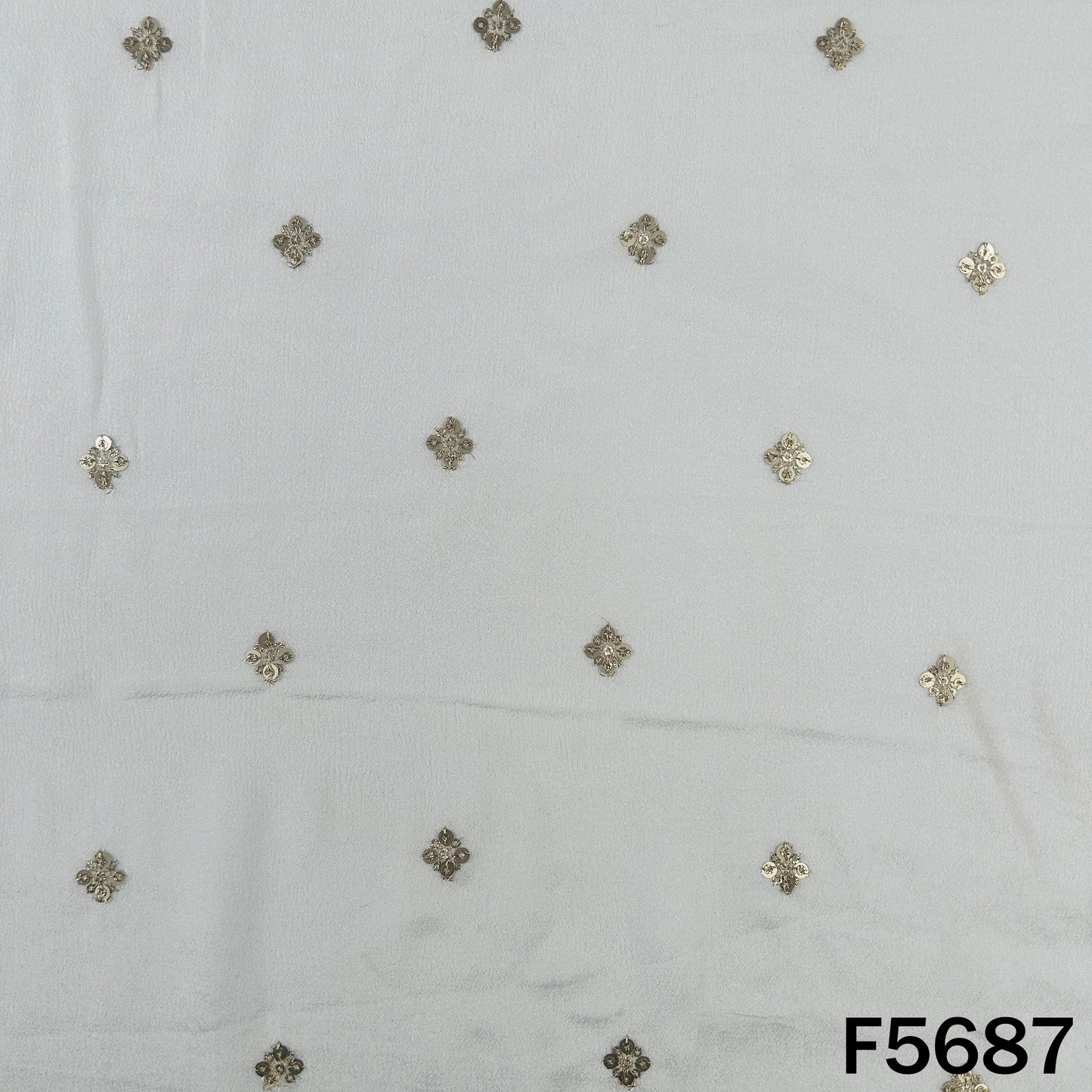 Dyeable Zari Sequins Work Chinnon Chiffon Fabric - F5687