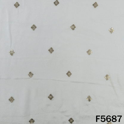 Dyeable Zari Sequins Work Chinnon Chiffon Fabric - F5687