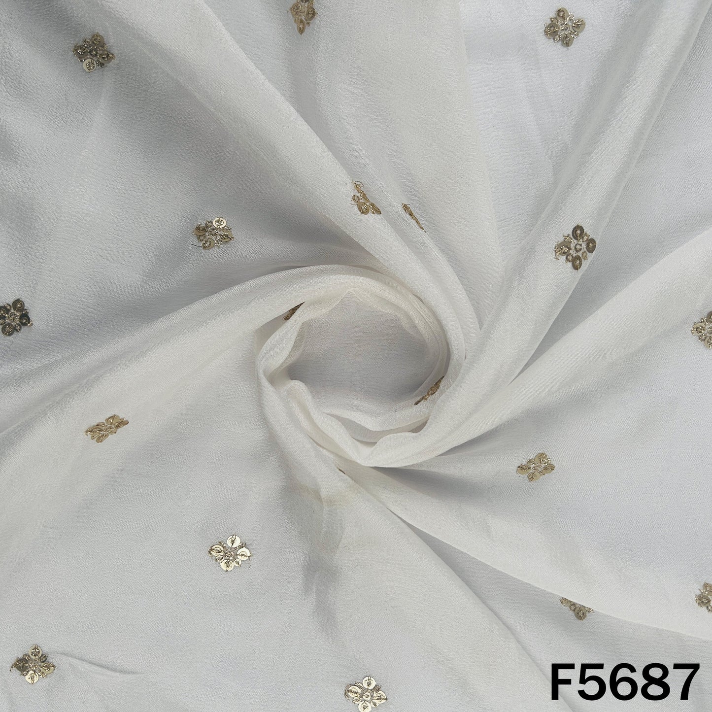 Dyeable Zari Sequins Work Chinnon Chiffon Fabric - F5687