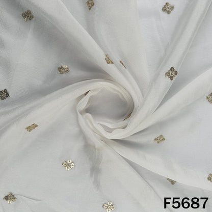 Dyeable Zari Sequins Work Chinnon Chiffon Fabric - F5687