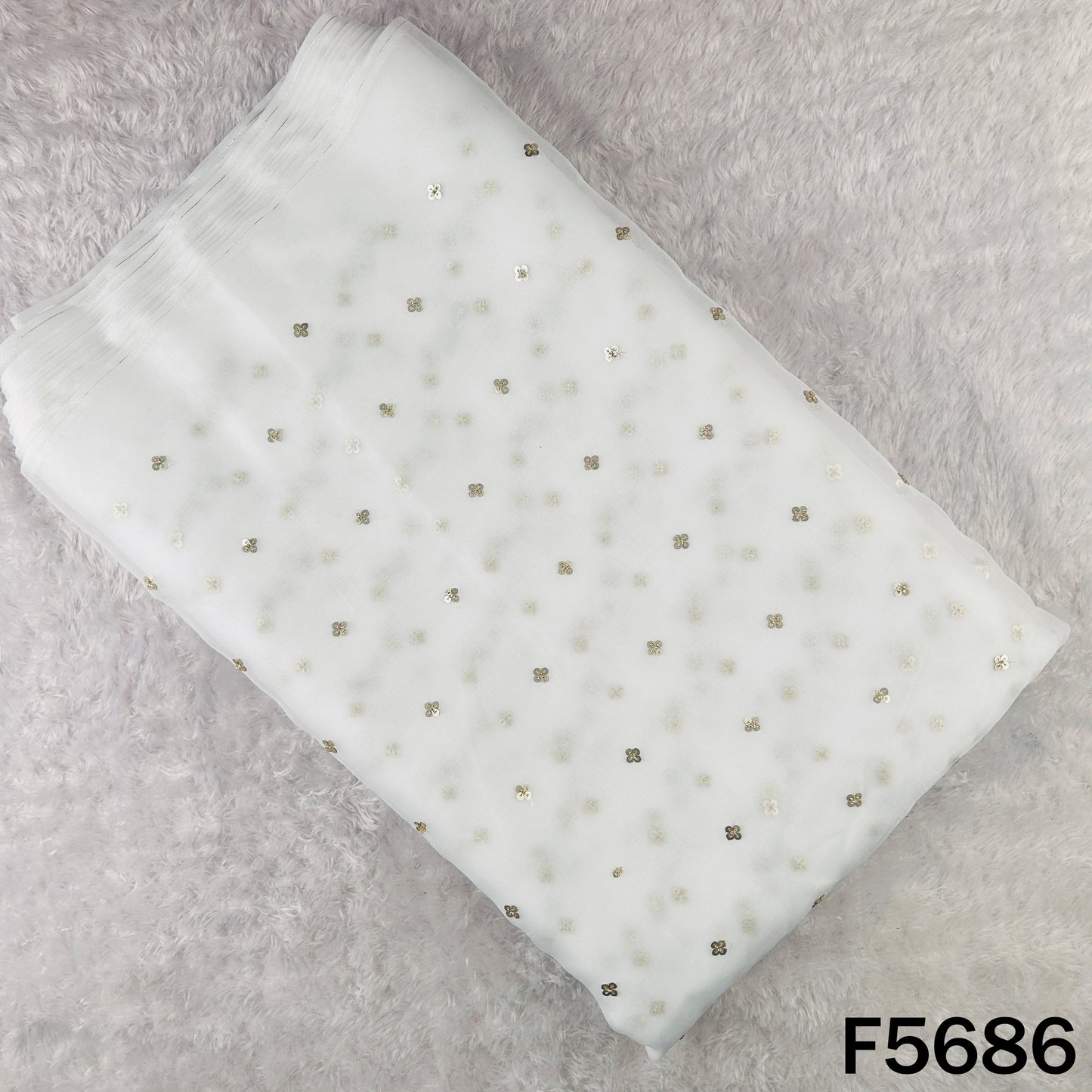 Dyeable Zari Sequins Work Organza Fabric - F5686