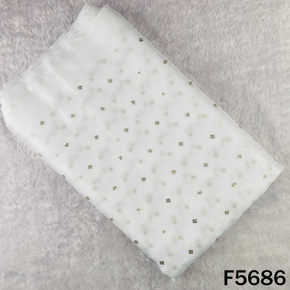 Dyeable Zari Sequins Work Organza Fabric - F5686