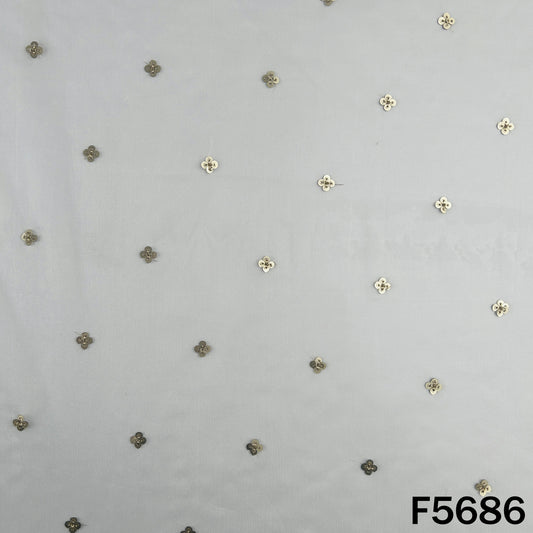 Dyeable Zari Sequins Work Organza Fabric - F5686