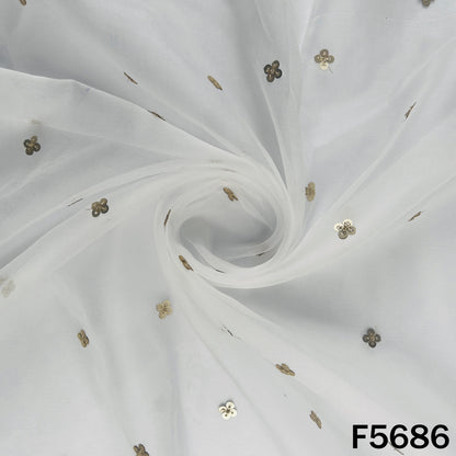 Dyeable Zari Sequins Work Organza Fabric - F5686