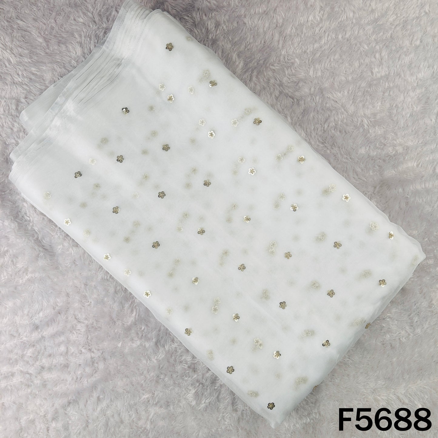 Dyeable Zari Sequins Work Organza Fabric - F5688