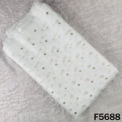 Dyeable Zari Sequins Work Organza Fabric - F5688