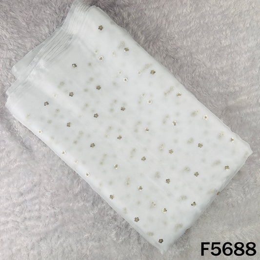 Dyeable Zari Sequins Work Organza Fabric - F5688