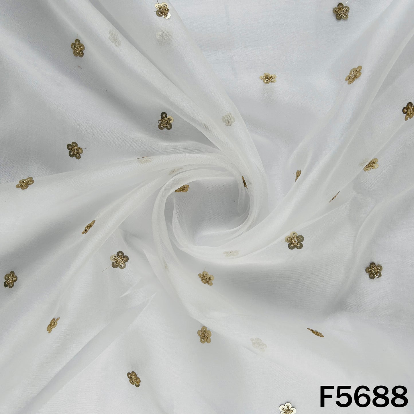 Dyeable Zari Sequins Work Organza Fabric - F5688