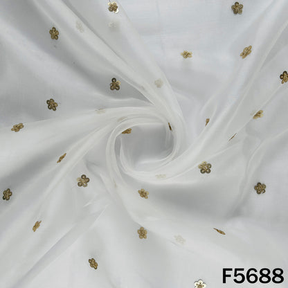 Dyeable Zari Sequins Work Organza Fabric - F5688