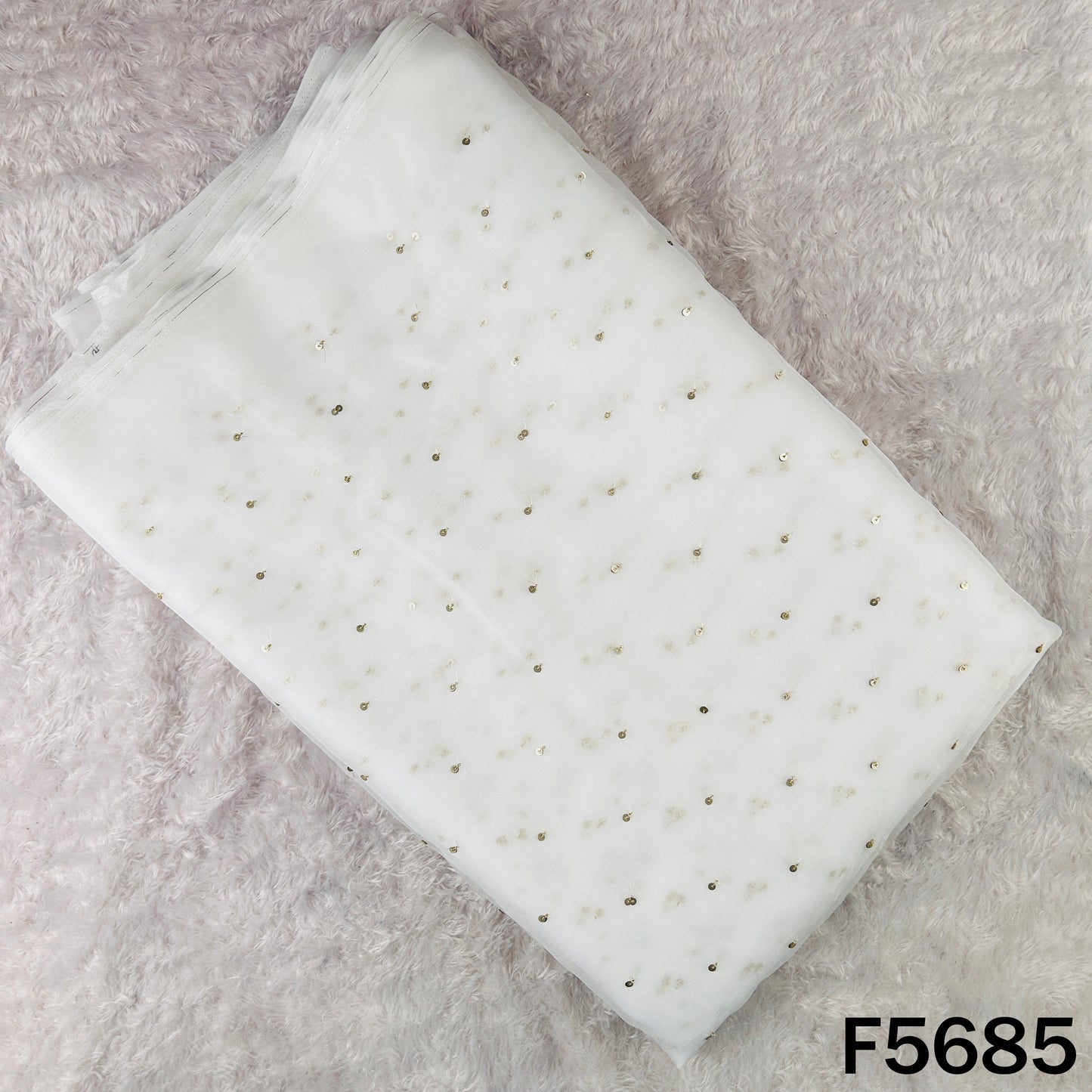Dyeable Zari Sequins Work Organza Fabric - F5685