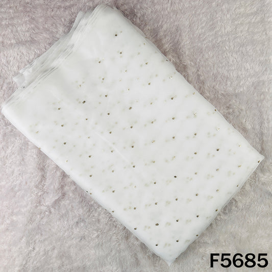 Dyeable Zari Sequins Work Organza Fabric - F5685