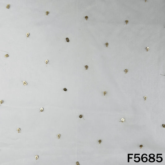 Dyeable Zari Sequins Work Organza Fabric - F5685