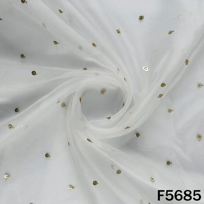 Dyeable Zari Sequins Work Organza Fabric - F5685