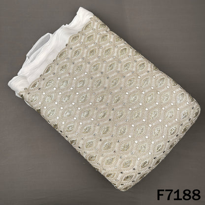 Dyeable Faux Mirror Zari Sequins Embroidered Georgette Fabric