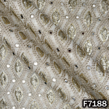 Dyeable Faux Mirror Zari Sequins Embroidered Georgette Fabric