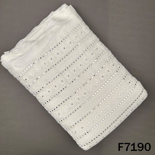 Dyeable Faux Mirror Thread Embroidered Georgette Fabric - F7190