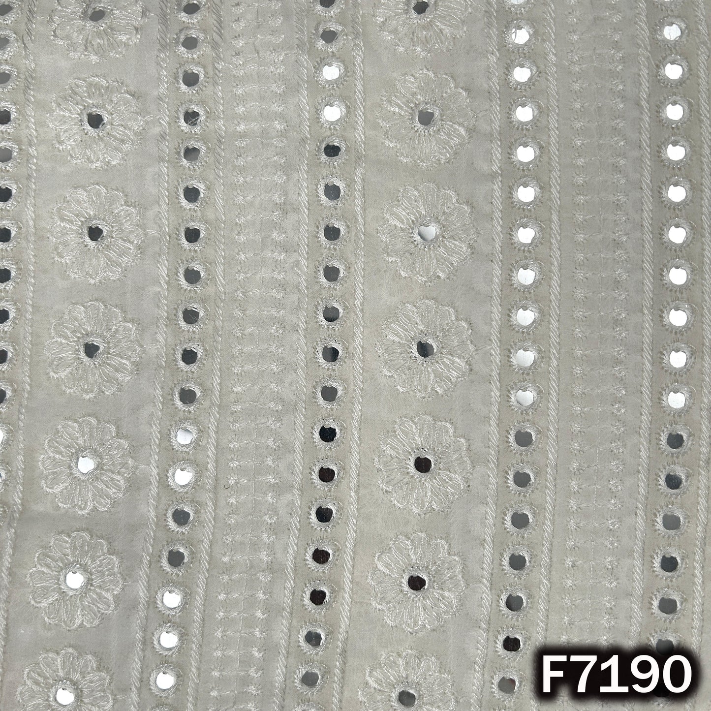 Dyeable Faux Mirror Thread Embroidered Georgette Fabric - F7190