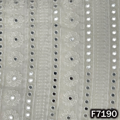Dyeable Faux Mirror Thread Embroidered Georgette Fabric - F7190