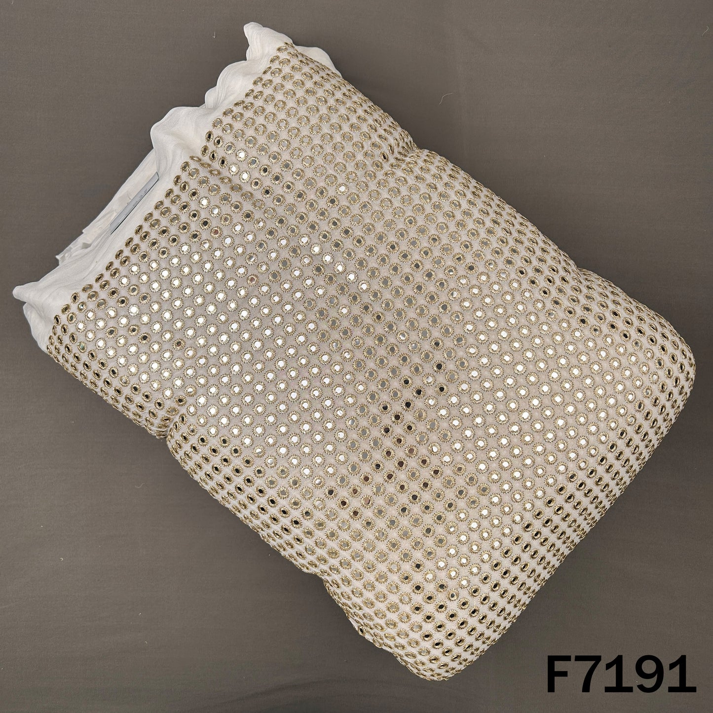 Dyeable Faux Mirror Zari Embroidered Georgette Fabric - F7191
