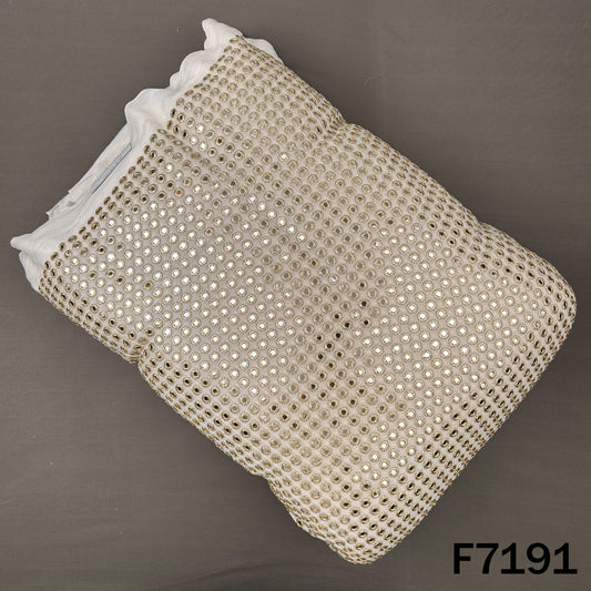 Dyeable Faux Mirror Zari Embroidered Georgette Fabric - F7191