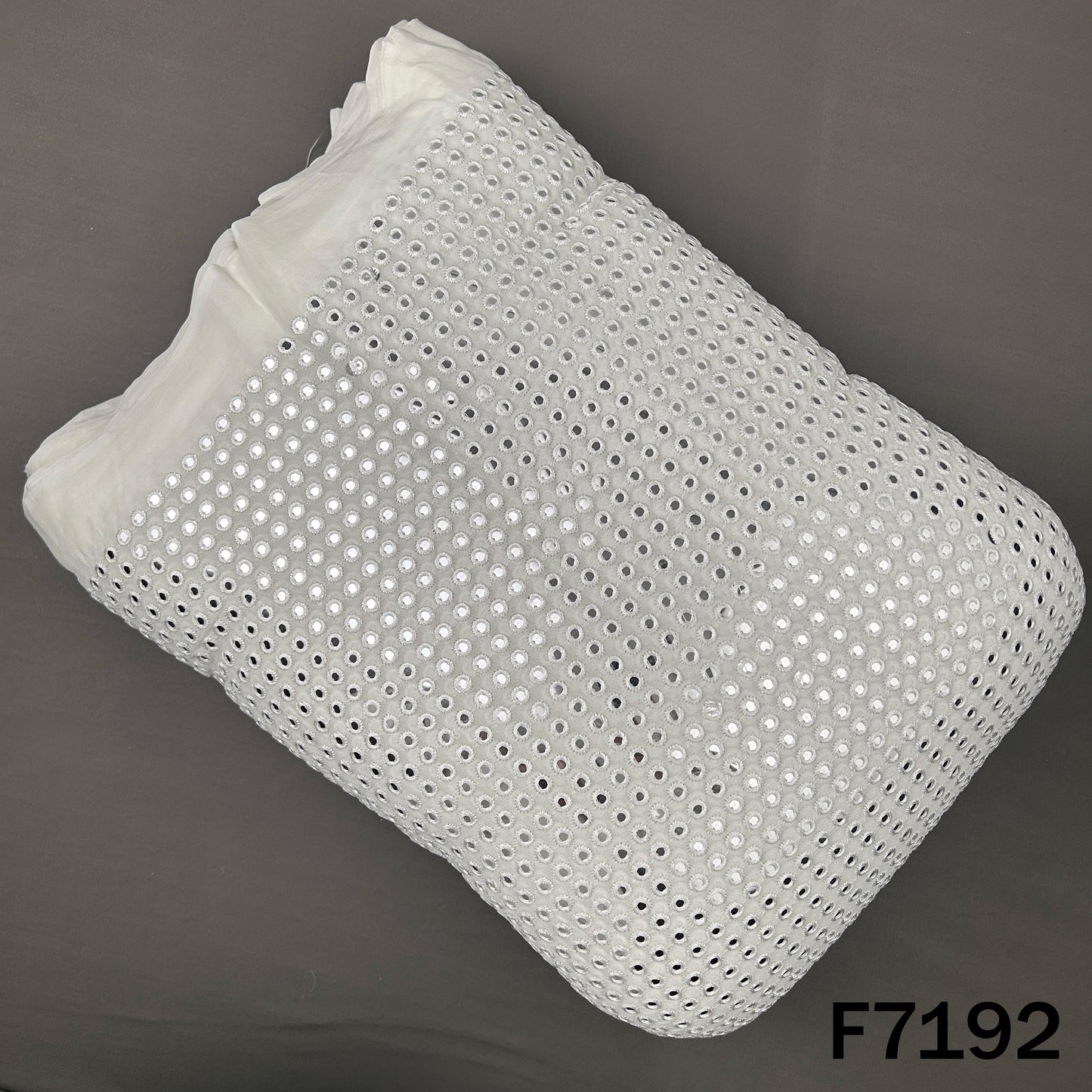 Dyeable Faux Mirror Thread Embroidered Georgette Fabric - F7192