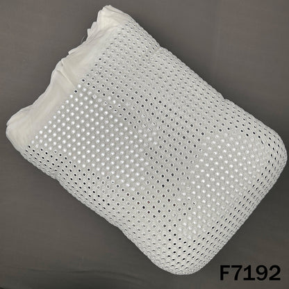 Dyeable Faux Mirror Thread Embroidered Georgette Fabric - F7192