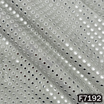 Dyeable Faux Mirror Thread Embroidered Georgette Fabric - F7192