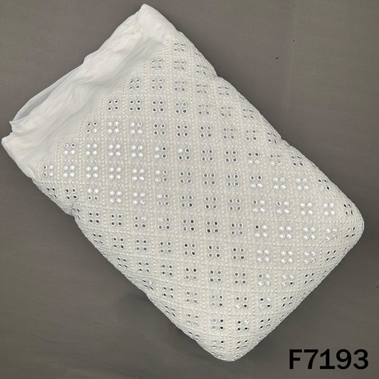 Dyeable Faux Mirror Thread Embroidered Georgette Fabric - F7193