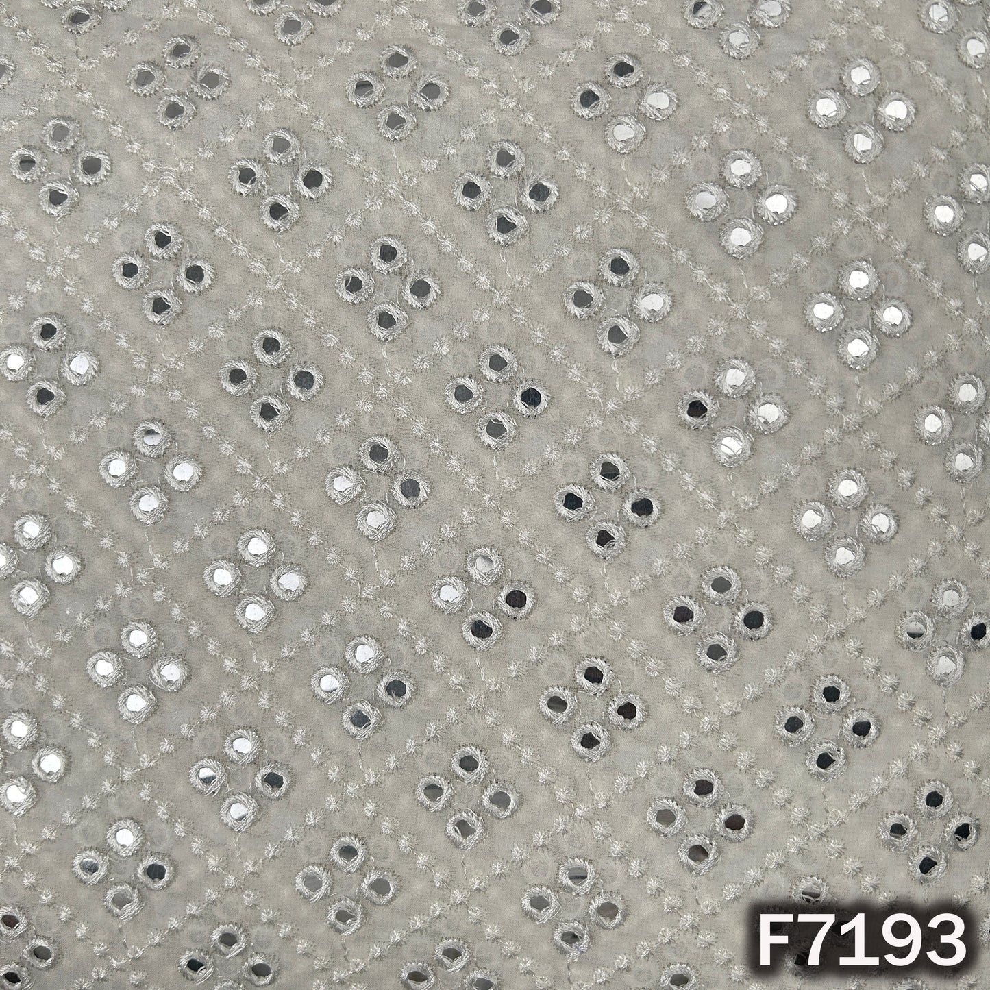Dyeable Faux Mirror Thread Embroidered Georgette Fabric - F7193
