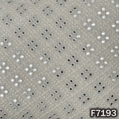Dyeable Faux Mirror Thread Embroidered Georgette Fabric - F7193