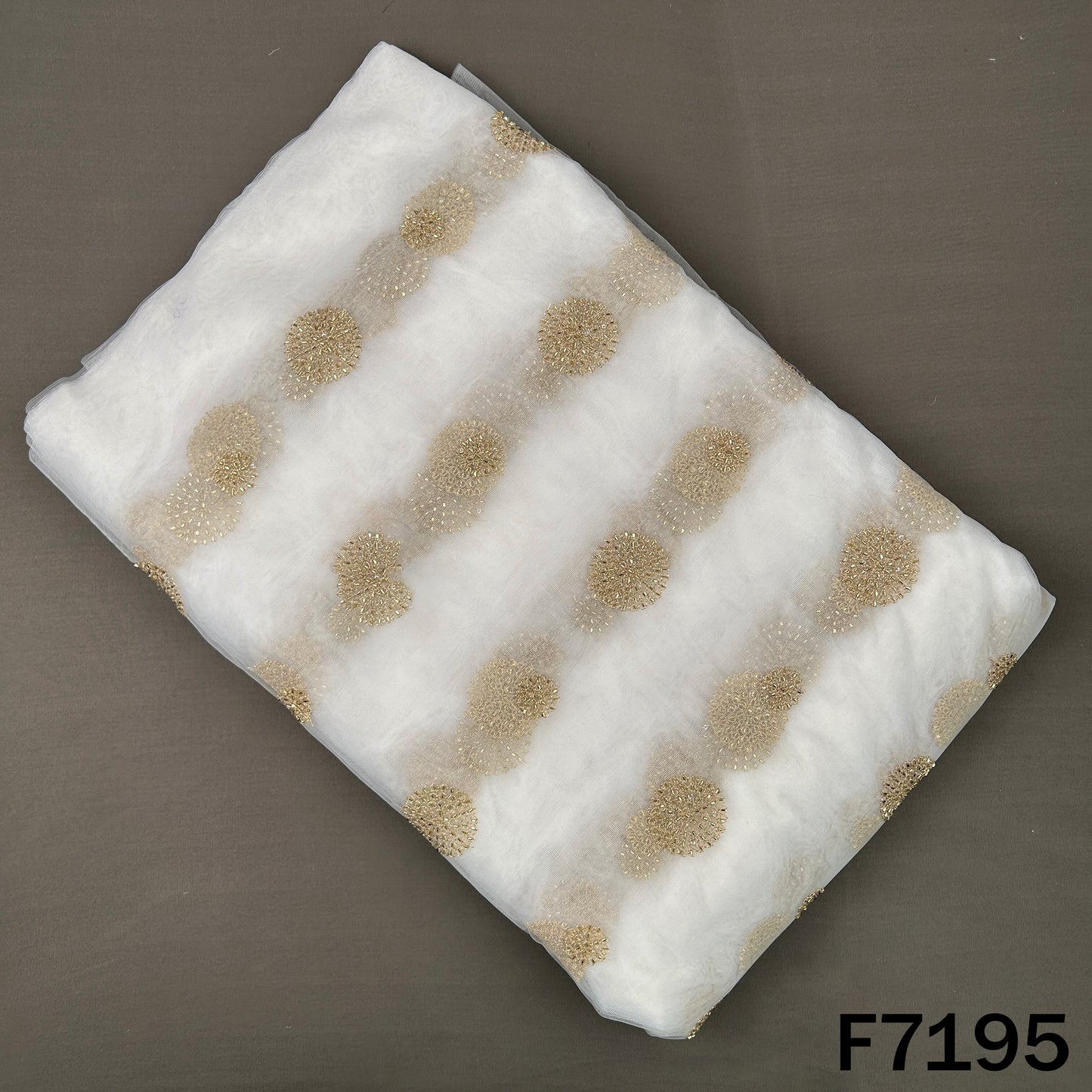 Dyeable Cut Dana Zari Embroidered Net Fabric - F7195